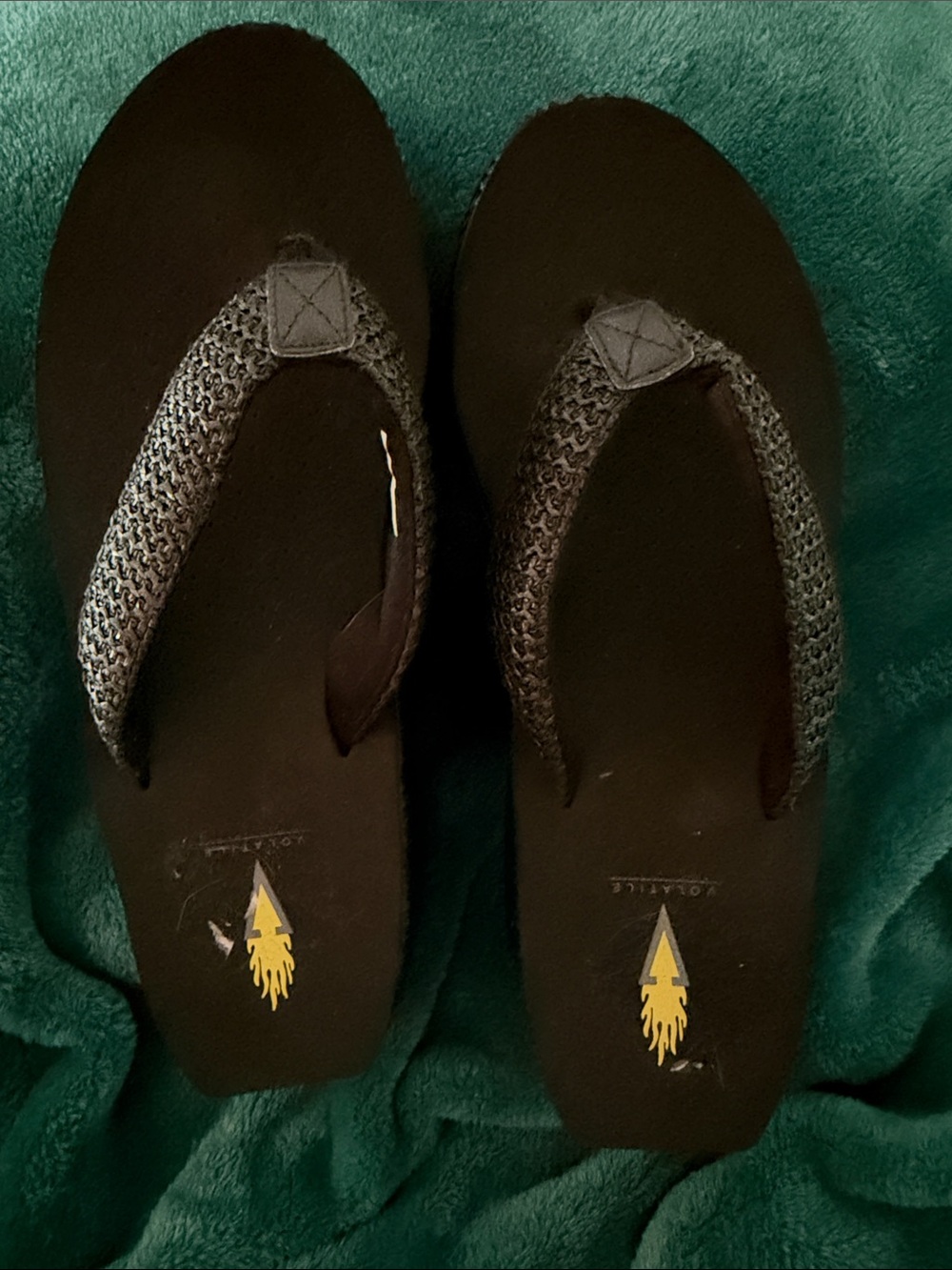Black Volatile Sandals with Woven Grey Straps